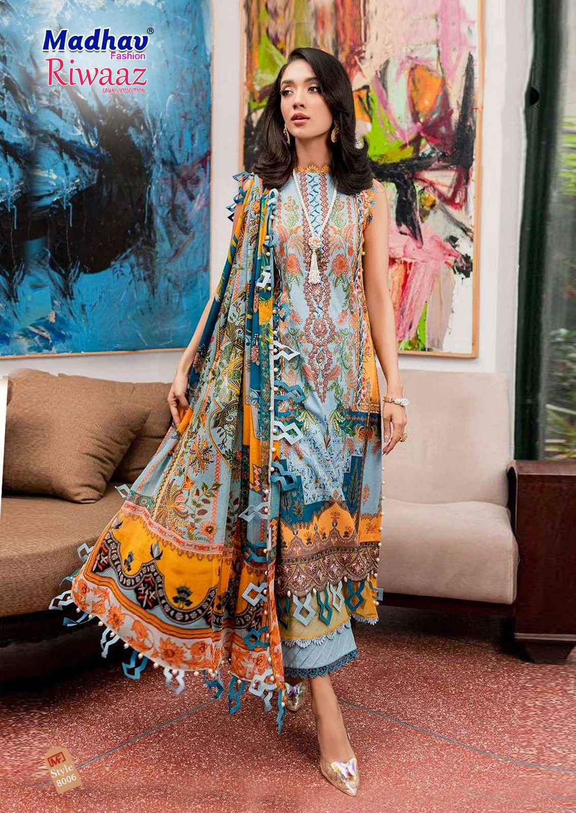 Madhav Fashion Riwaaz Vol 8 Lawn Cotton Dress Material 6 pcs catalog