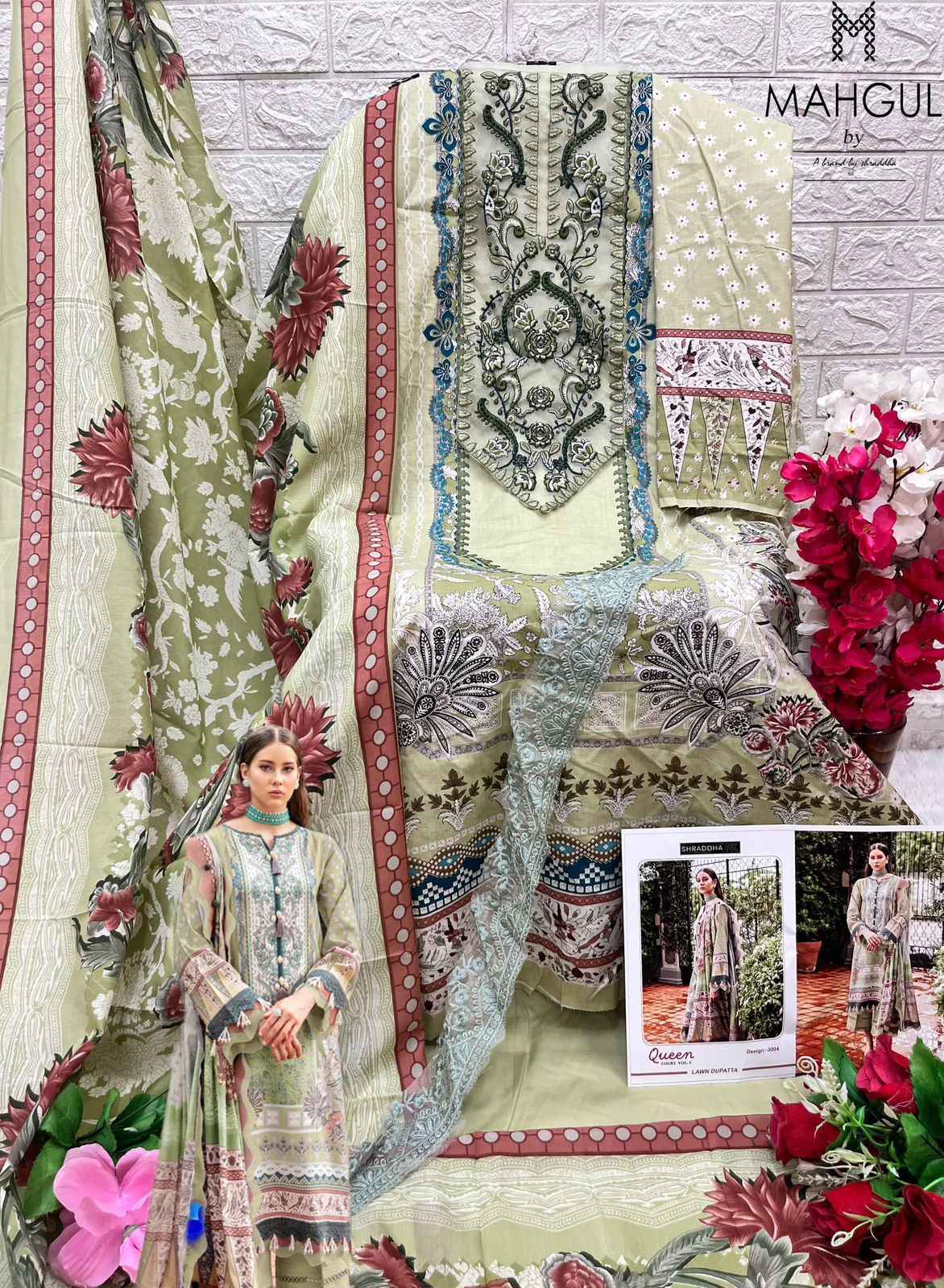 Mahgul Queen Court Vol-3 Lawn Cotton Dress Material 4 Pc Catalog