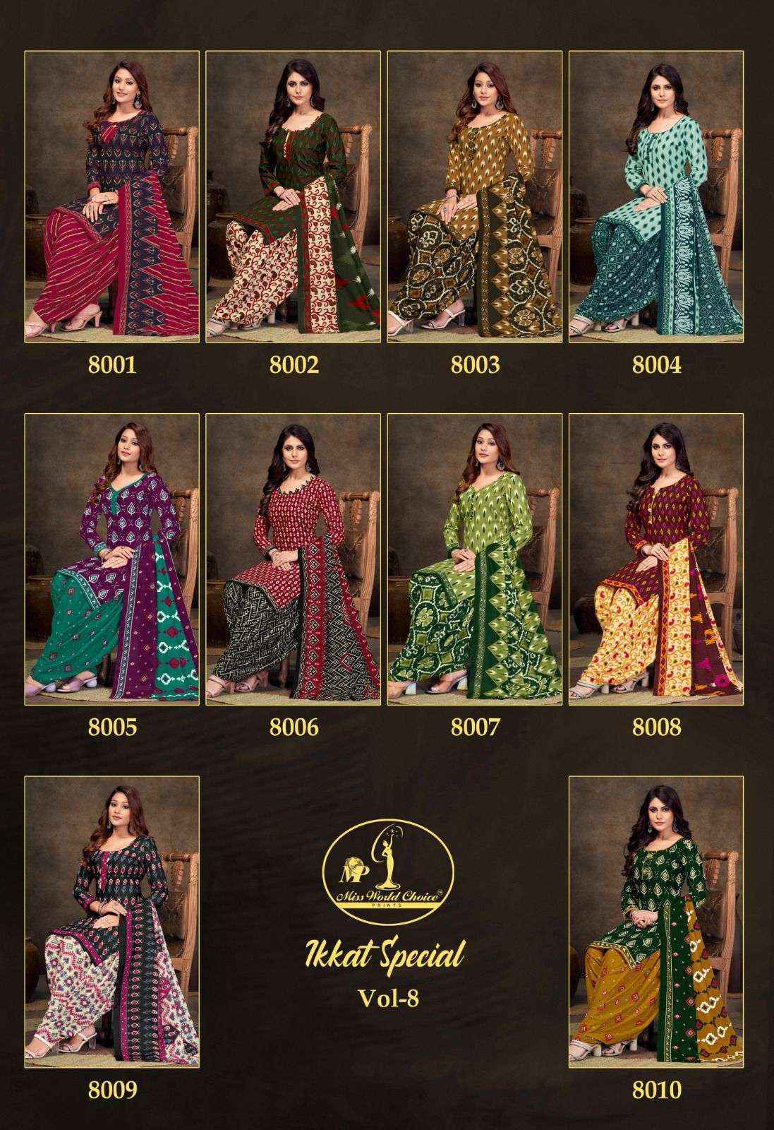Miss World Choice Ikkat Special Vol 8 Cotton Dress Material 10 pcs Catalogue