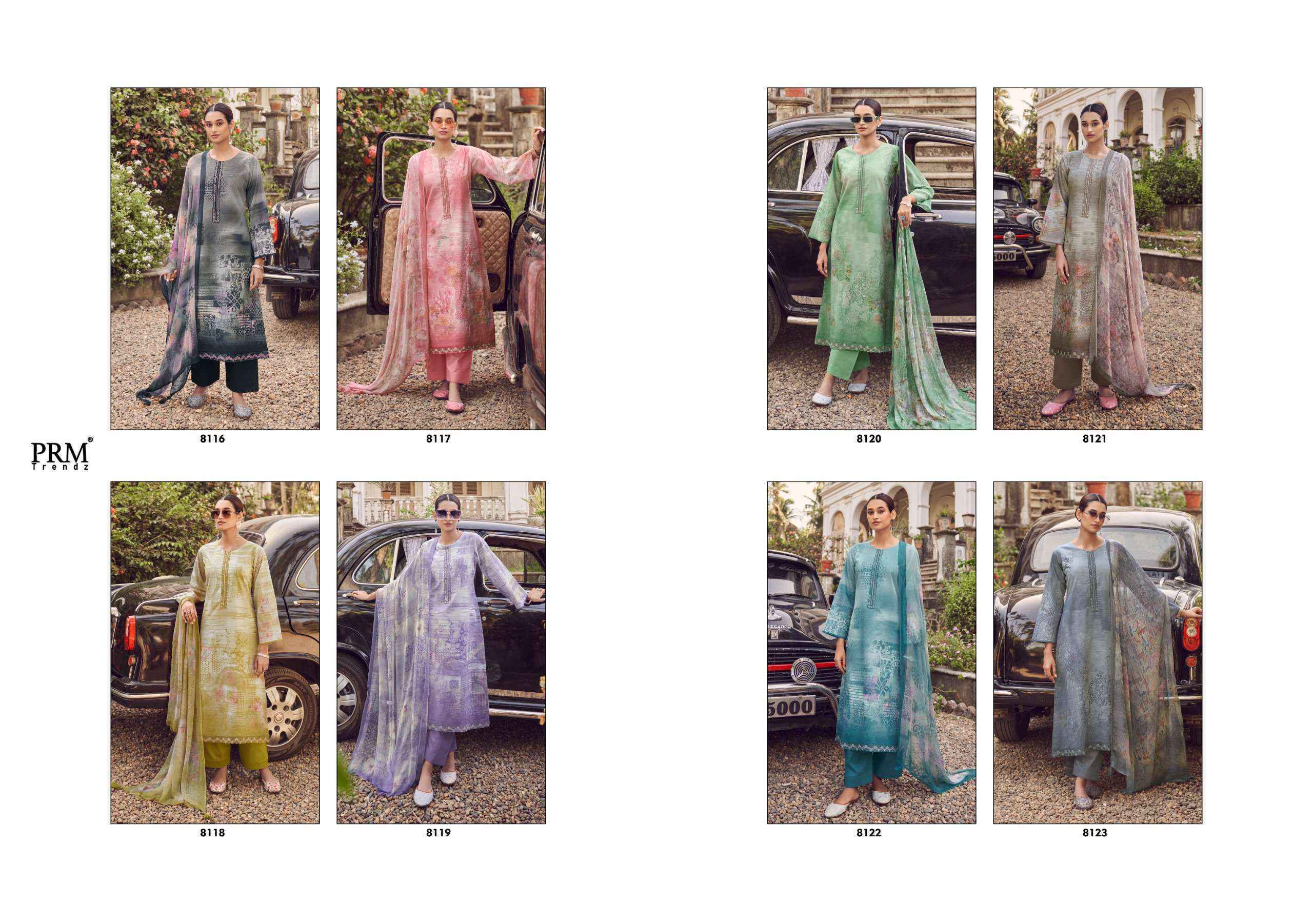 PRM Trendz Noorin Linen Cotton Dress Material 8 pcs Catalogue