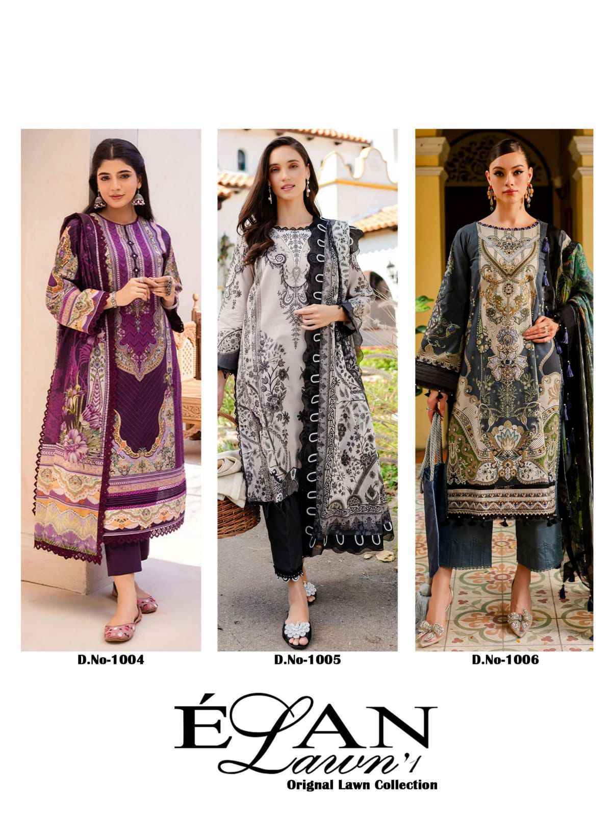 Rang Rasiya Elan Lawn Collection Pure Cotton Dress Material 6 Pc Catalog