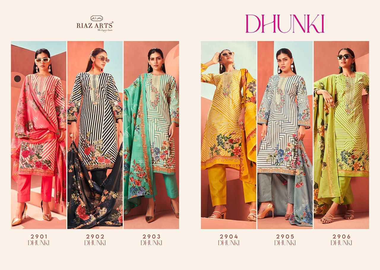 Riaz Arts Dhunki Karachi Lawn Dress Material 6 Pc Catalouge