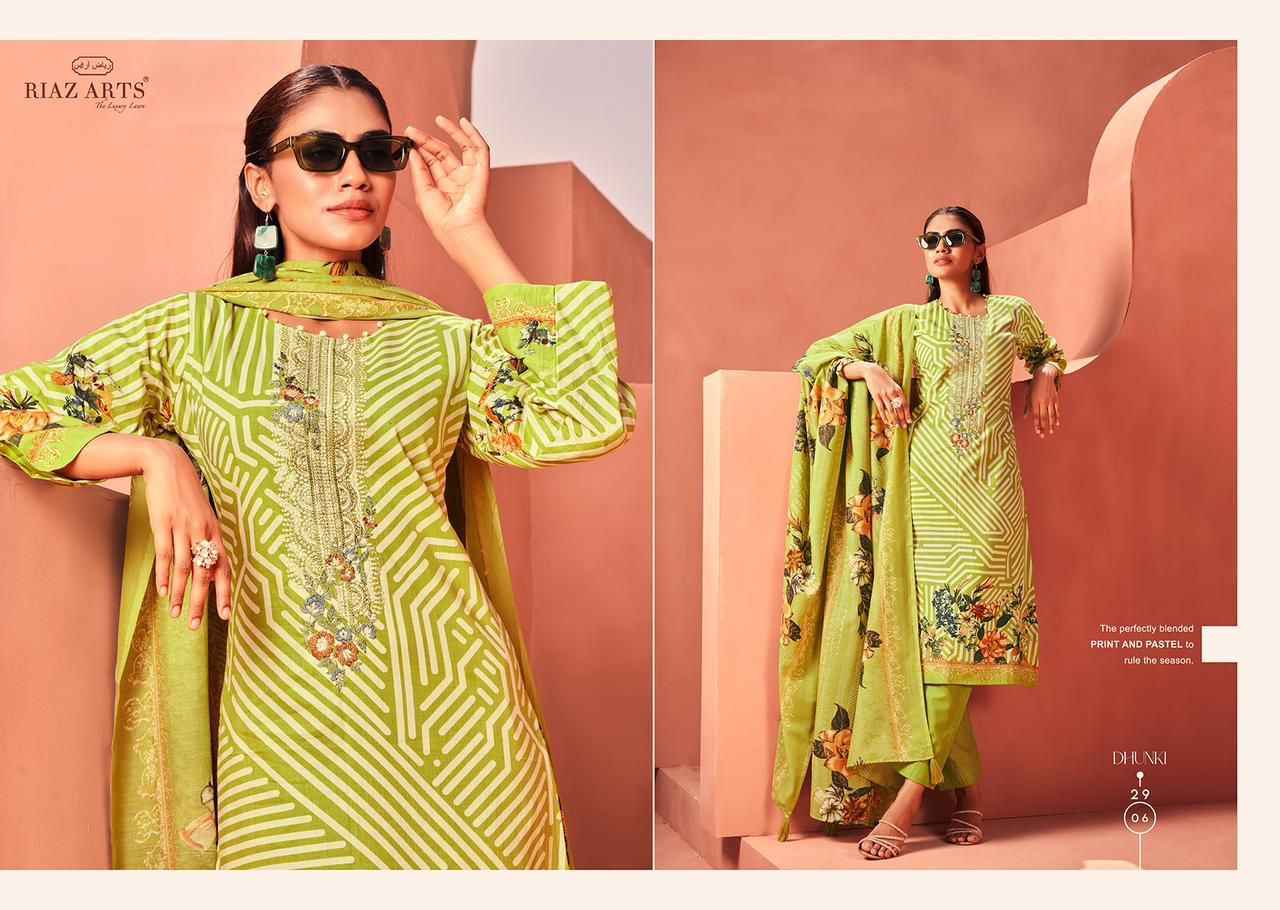 Riaz Arts Dhunki Karachi Lawn Dress Material 6 Pc Catalouge