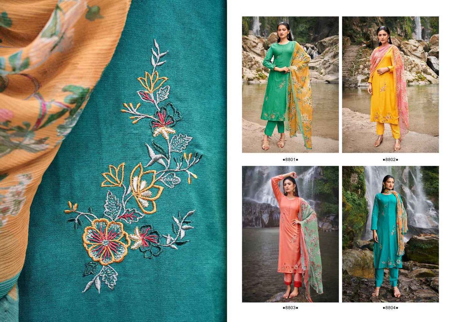 Rupali Fashion Prints Kari Jam Satin Dress Material 4 Pc Catalog