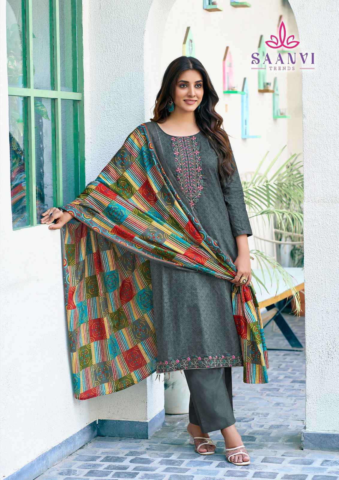 Saanvi Trends Romani Cotton Dress Material Cotton Ladies Suits