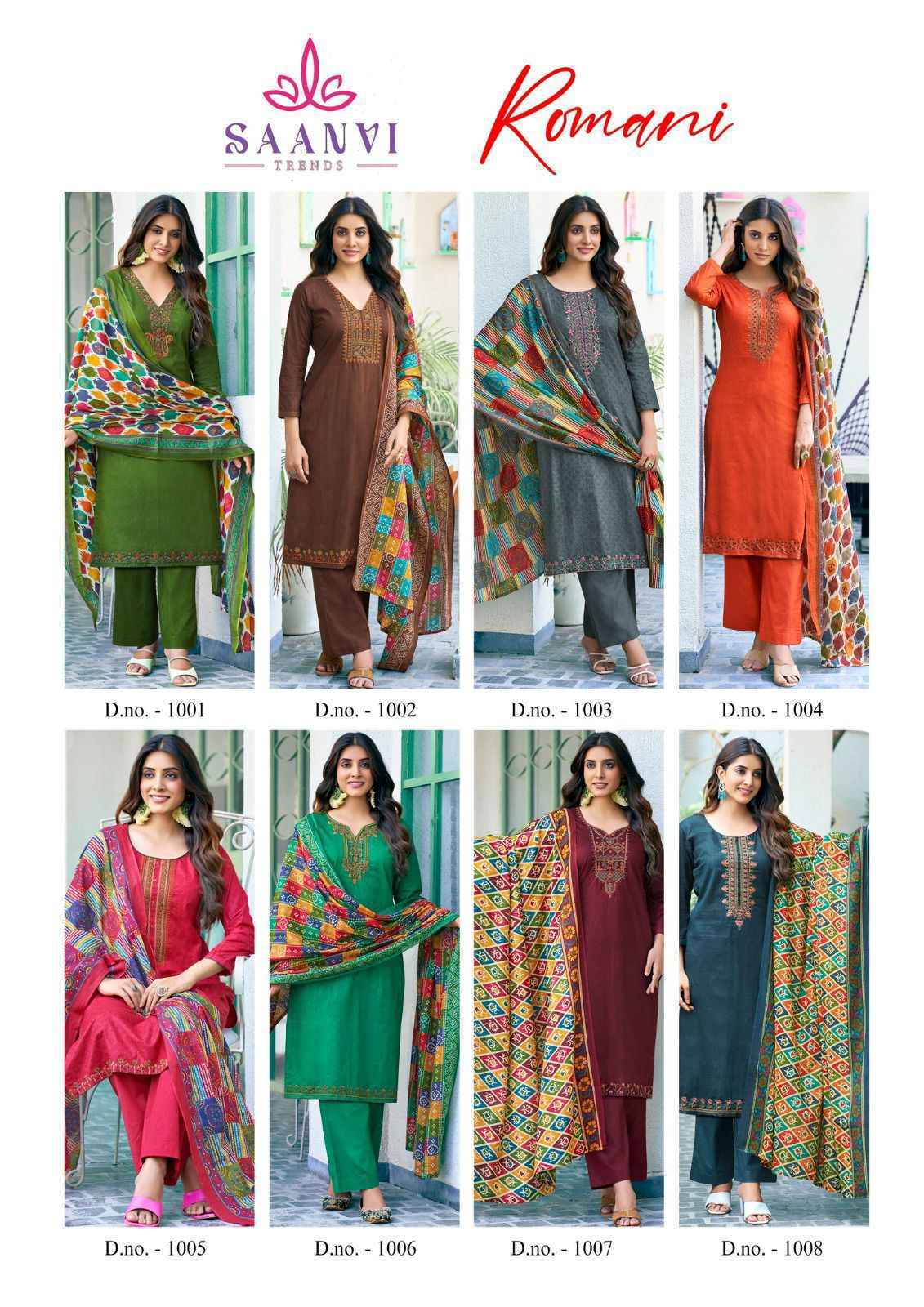 Saanvi Trends Romani Cotton Dress Material 8 pcs Catalogue