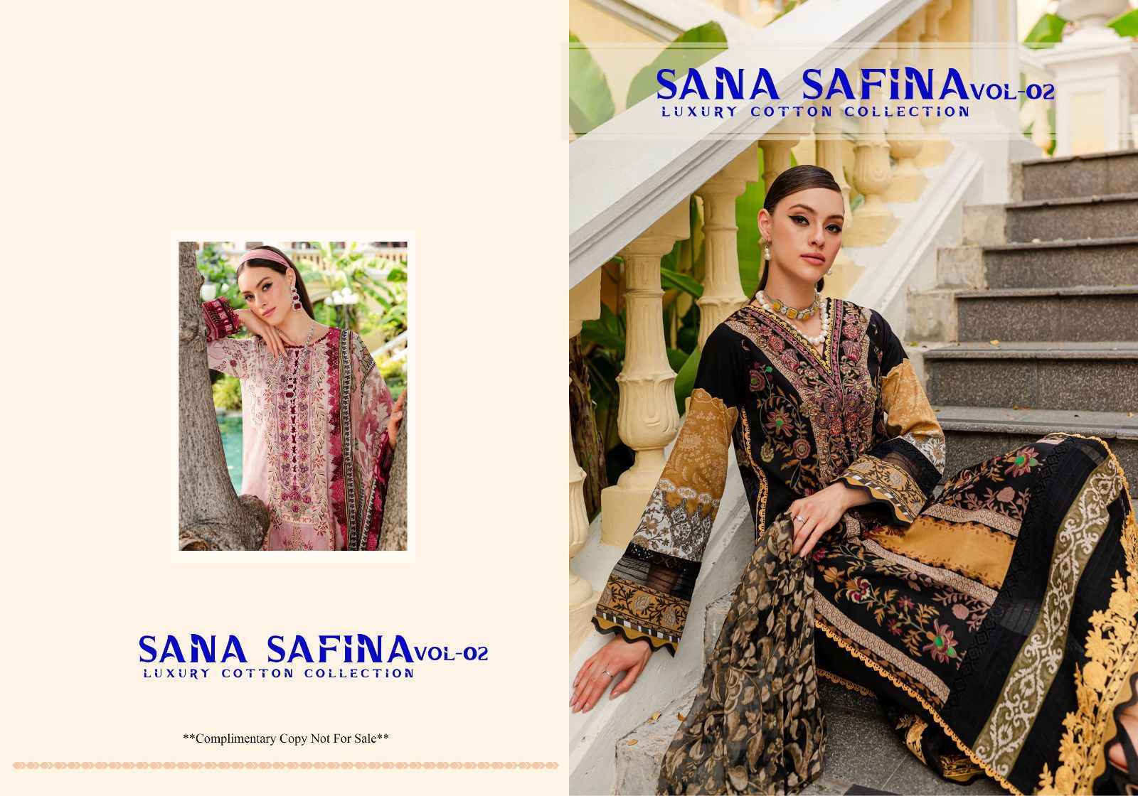 Sana Safina Vol-2 Luxury Cotton Collection Cotton Dress Material 6 pc Cataloge