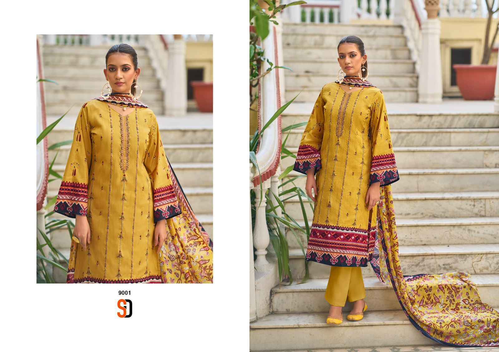  Shraddha Designer Bin Saeed Lawn Collection Vol-9 Cotton Dress Material 4 pc Cataloge