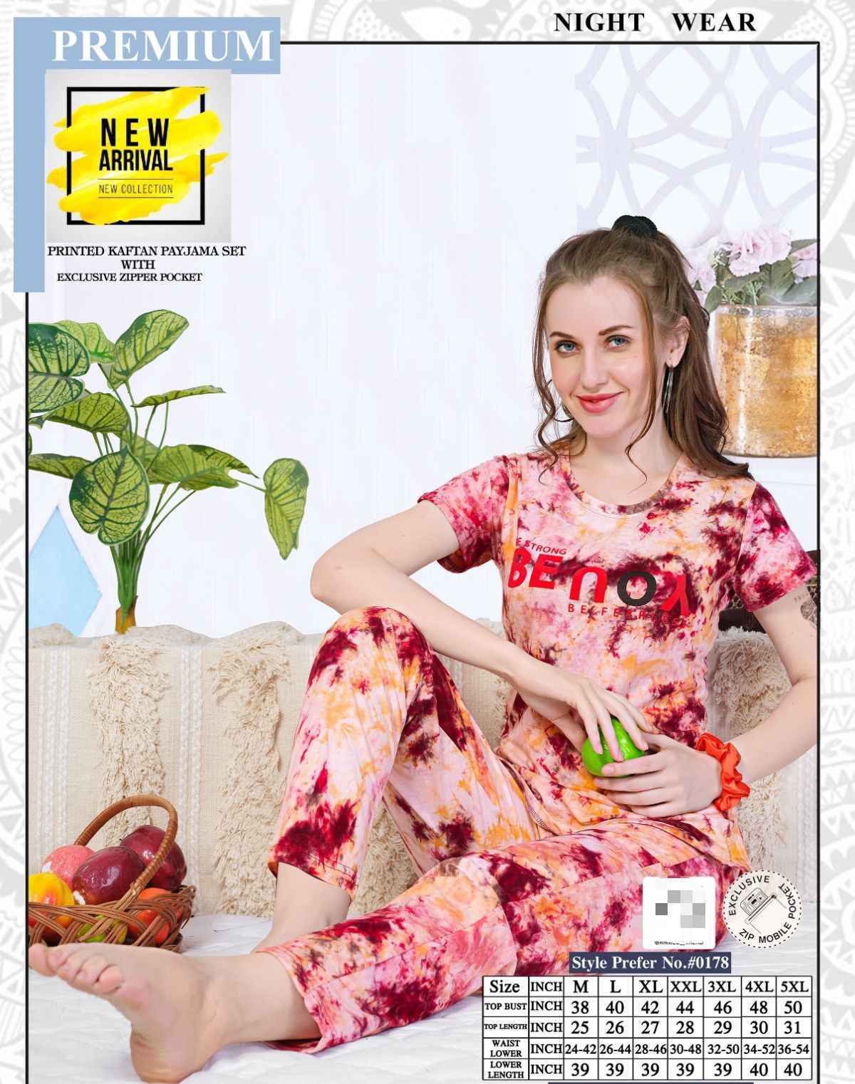 Summer Special Vol.AT0178 Printed Zipp Pocket Night Suit 6 Pc Catalog