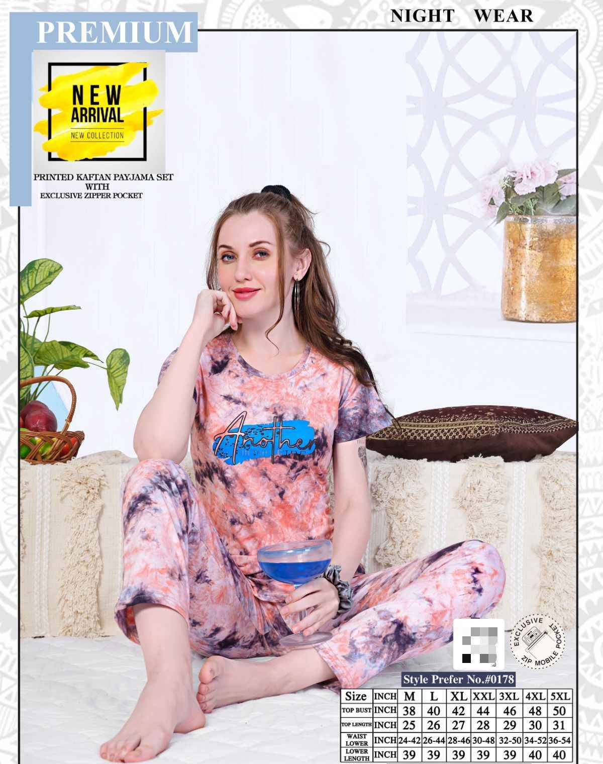 Summer Special Vol.AT0178 Printed Zipp Pocket Night Suit 6 Pc Catalog