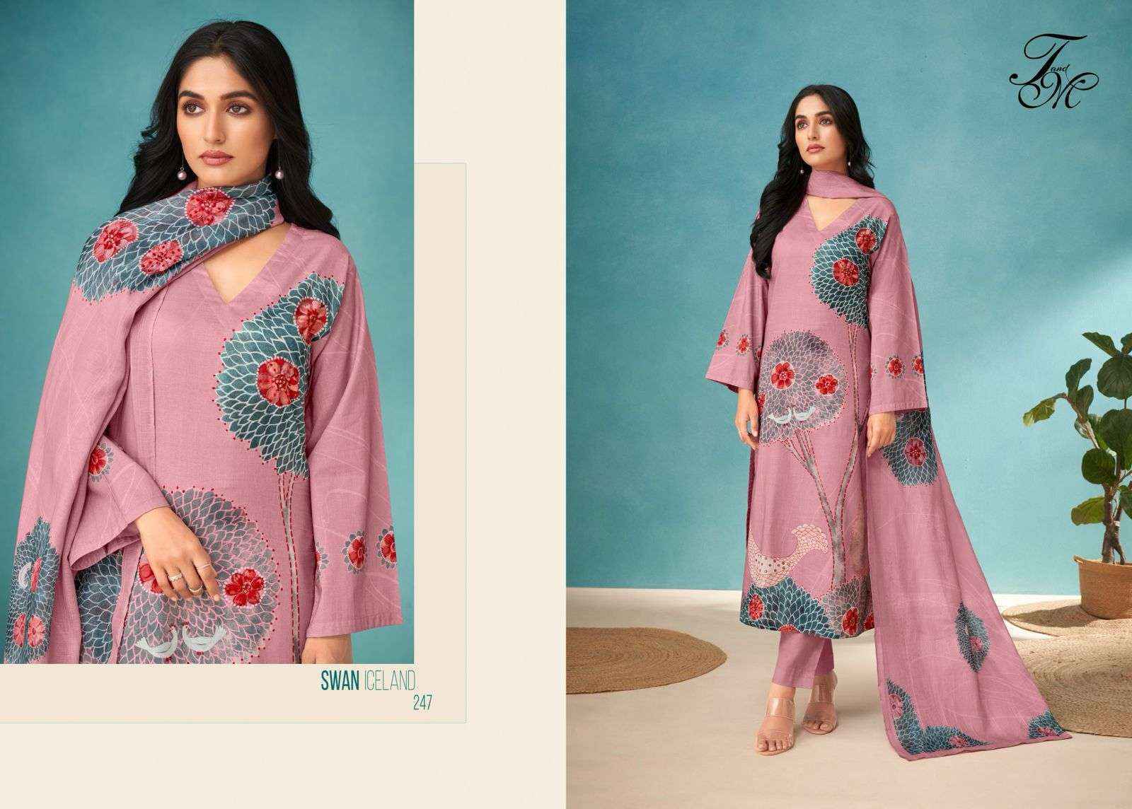 T & M Swan Iceland Dhaka Mal Cotton Dress Material 4 Pc Catalog