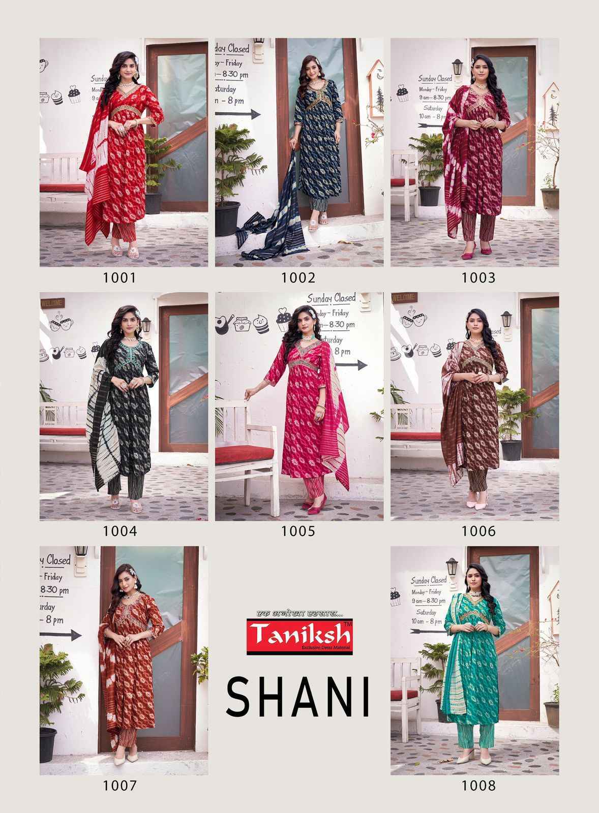 Taniksh Shani Vol-1 Readymade Rayon Dress 8 Pc Catalouge