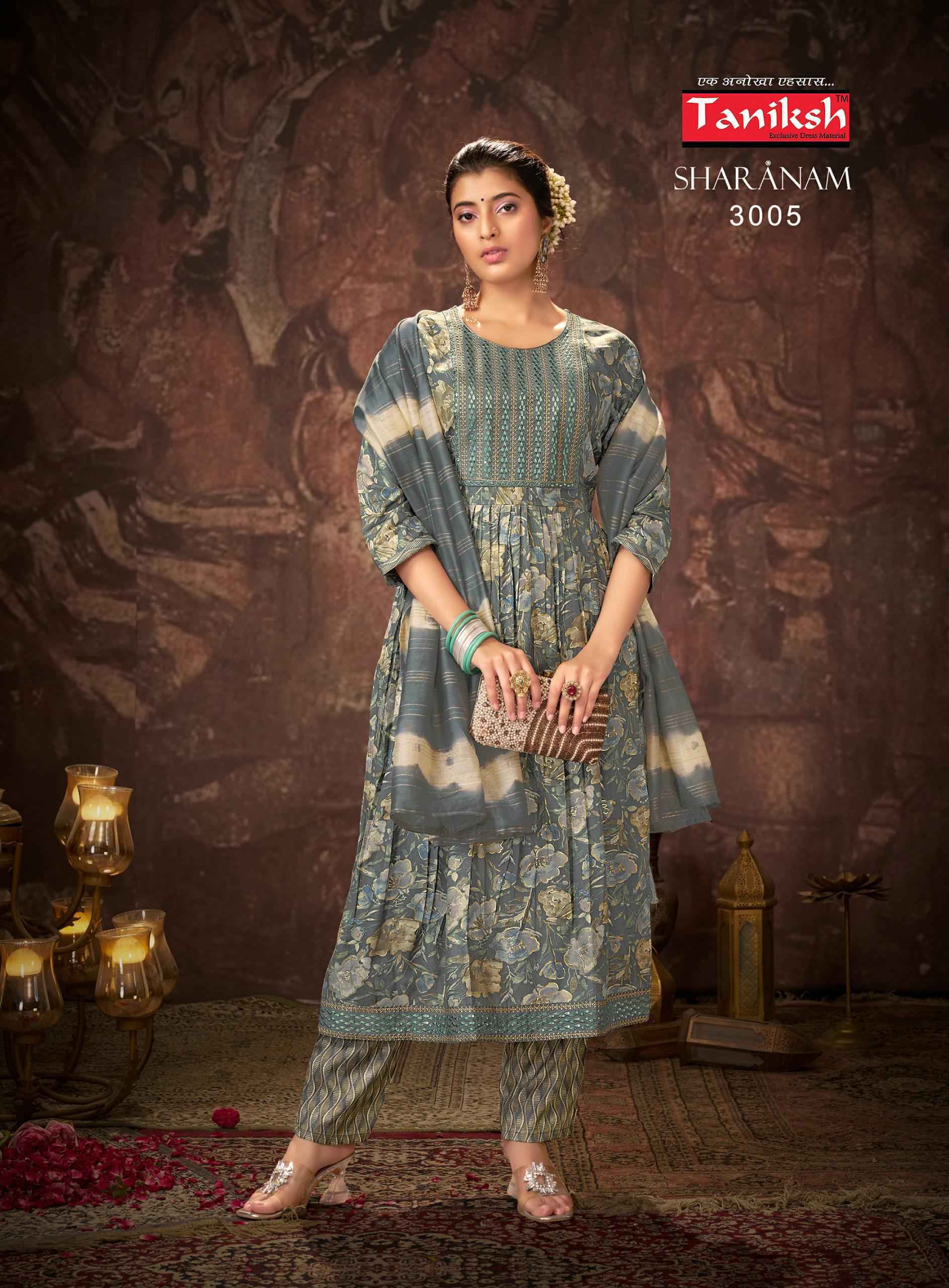 Taniksh Sharnam Vol-3 Readymade Rayon Dress 8 pcs Catalogue