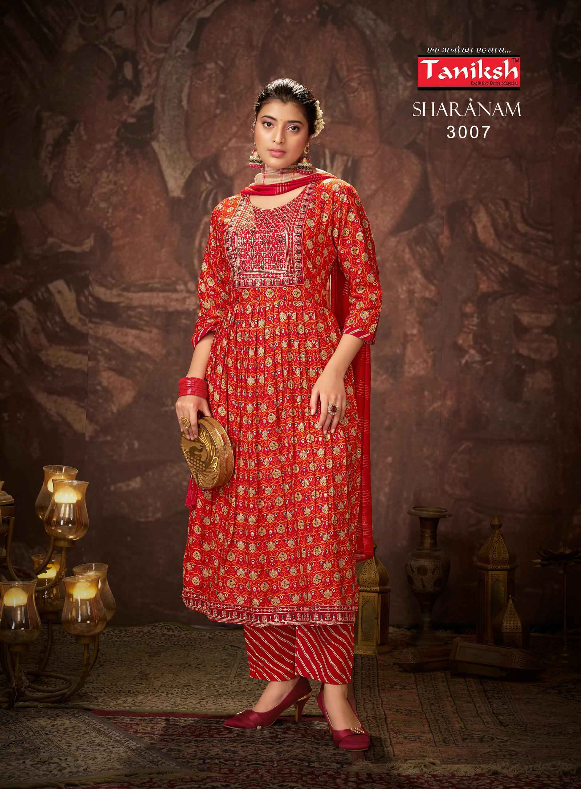 Taniksh Sharnam Vol-3 Readymade Rayon Dress 8 pcs Catalogue