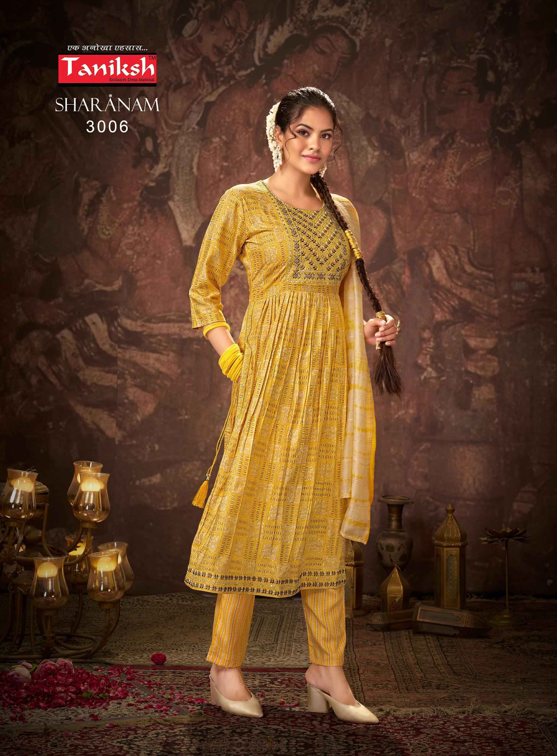 Taniksh Sharnam Vol-3 Readymade Rayon Dress 8 pcs Catalogue