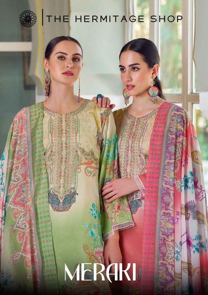 The Hermitage Shop Meraki Lawn Dress Material 6 Pc Catalog