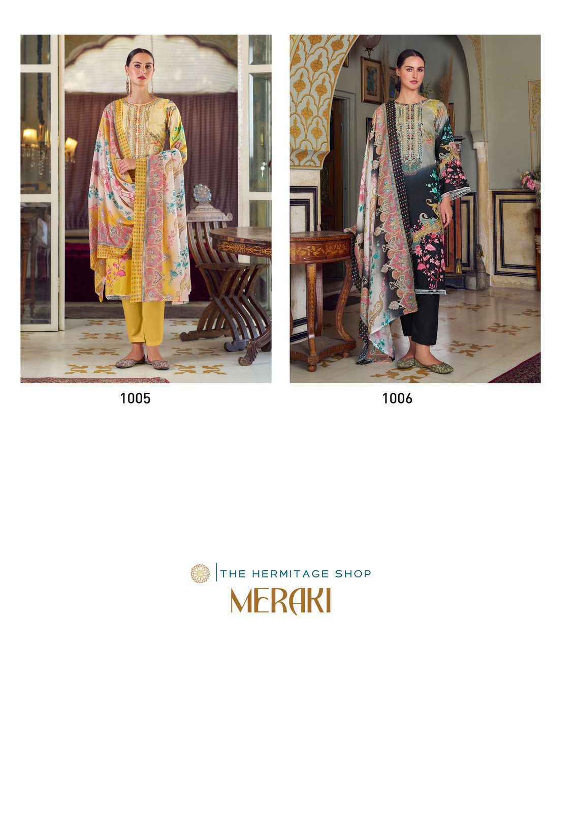 The Hermitage Shop Meraki Lawn Dress Material 6 Pc Catalog