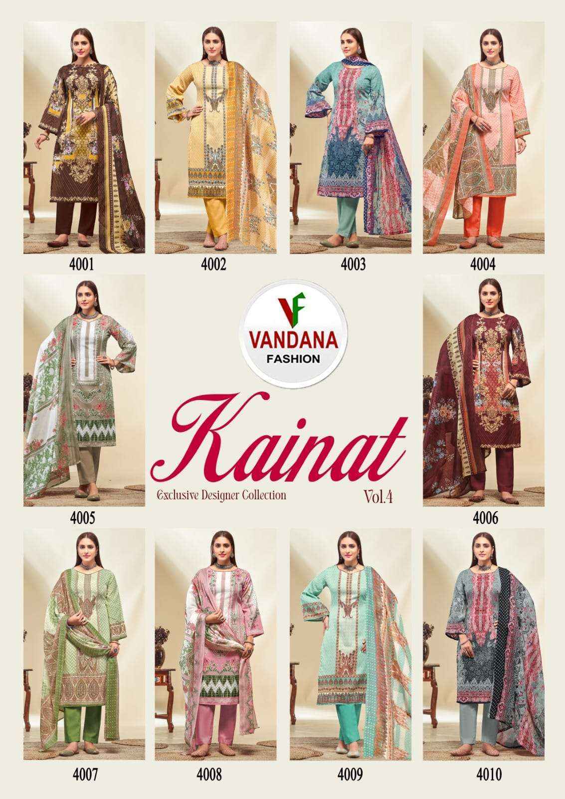 Vandana Fashion Kainat Vol 4 Cotton Dress Material 10 pcs Catalogue