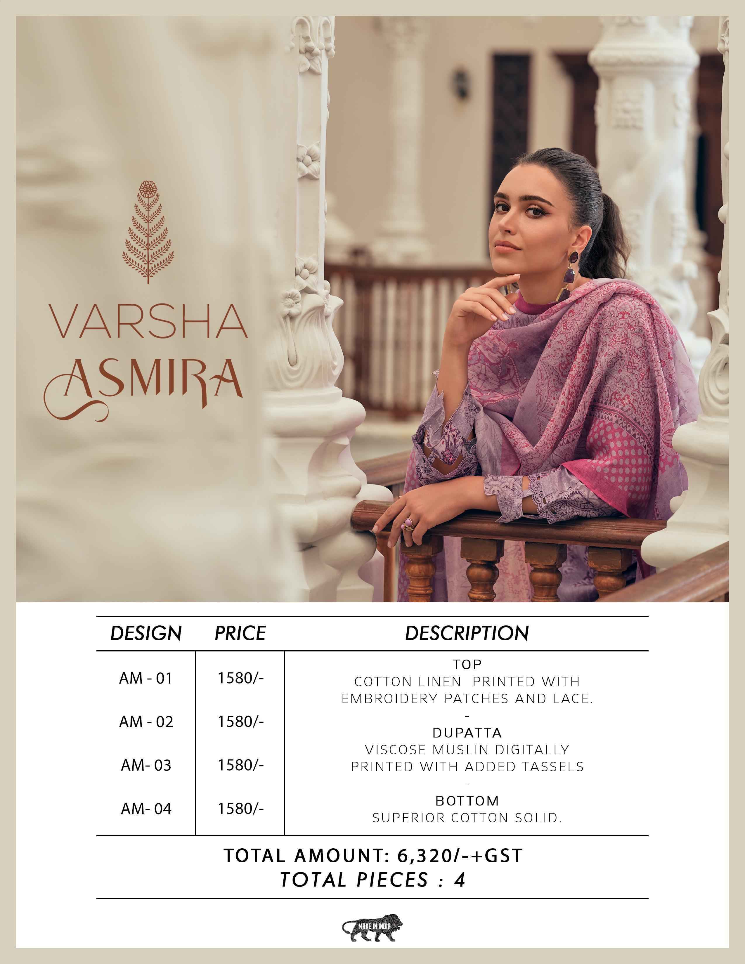 Varsha Asmira Linen Cotton Dress Material 4 Pc Catalog