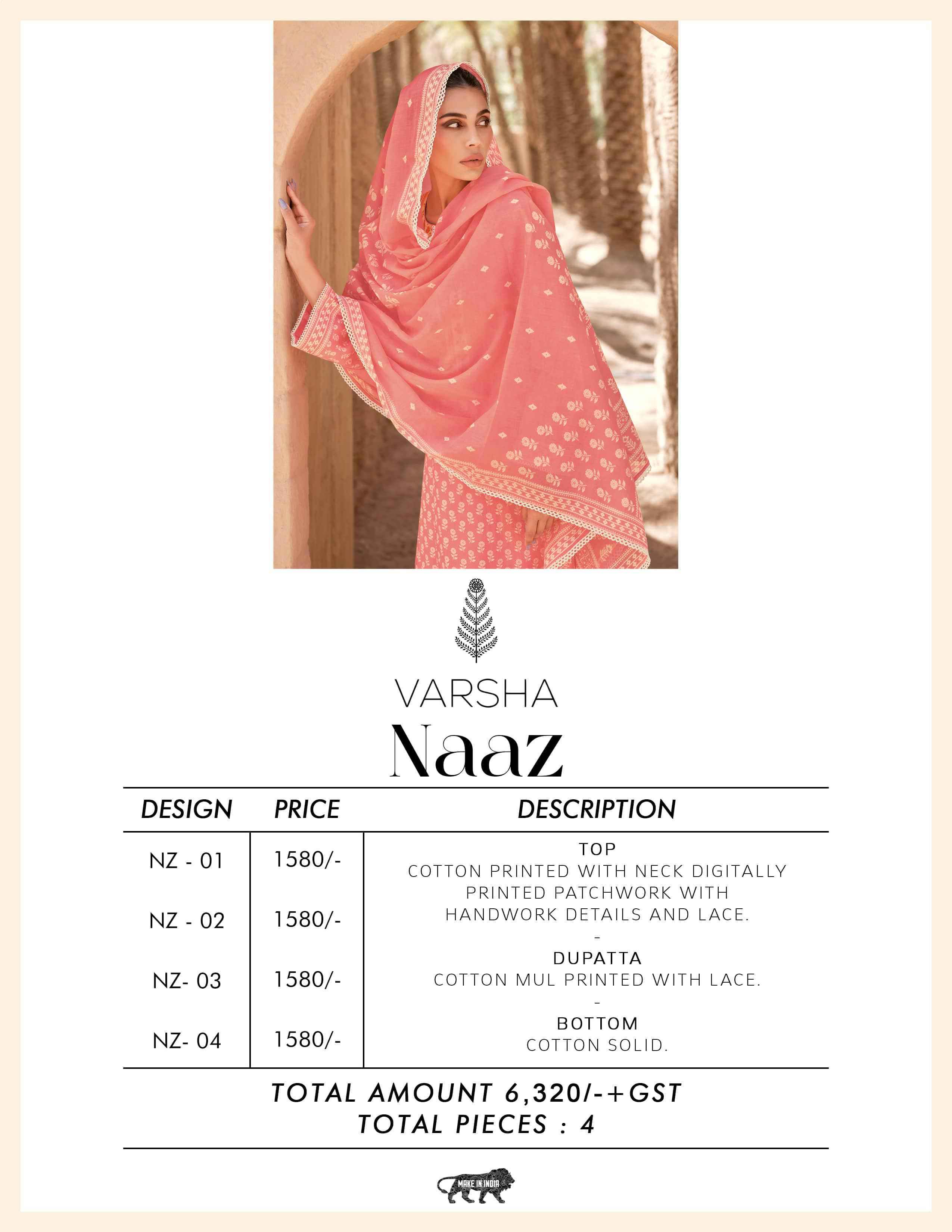 Varsha Naaz Cotton Dress Material 4 Pc Catalog