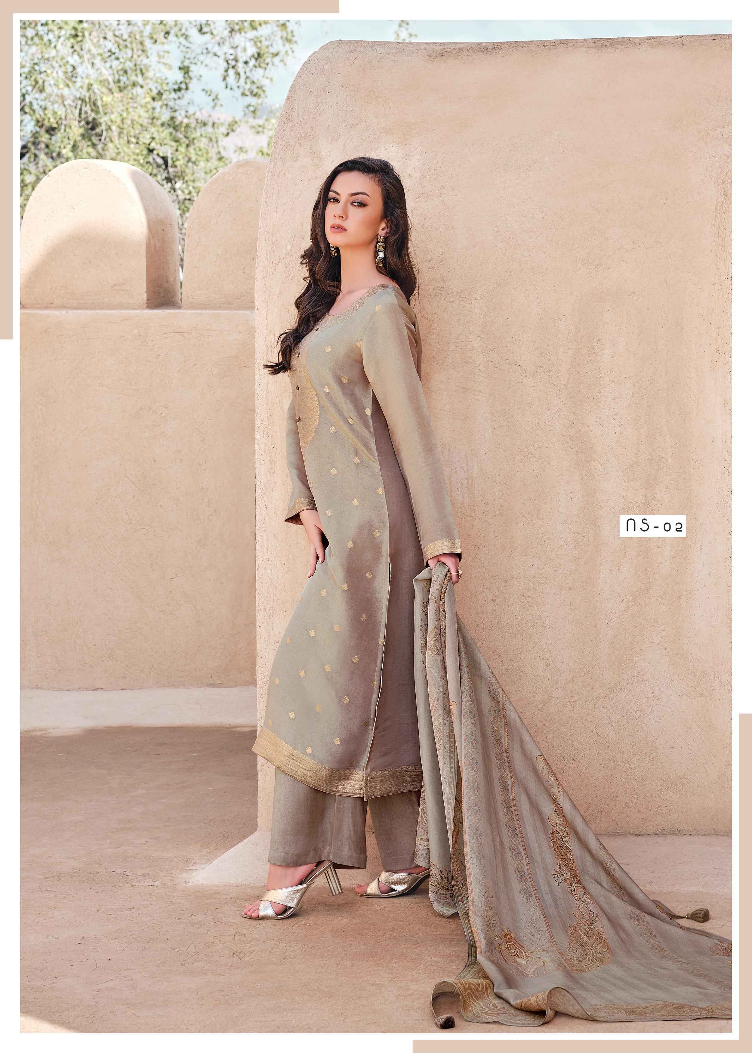 Varsha Nissar Viscose Shimmer Tissue Woven Dress Material 5 Pc Catalog