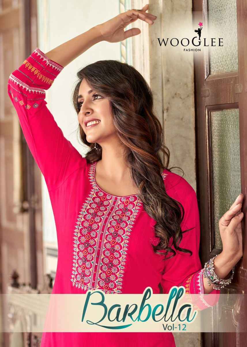 Wooglee Barbella Vol 12 Rayon Kurti 6 pcs Catalogue