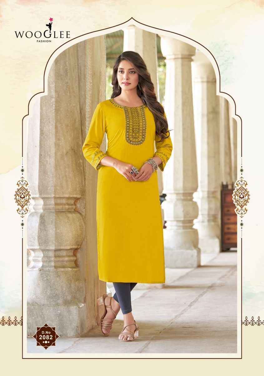 Wooglee Barbella Vol 12 Rayon Kurti 6 pcs Catalogue