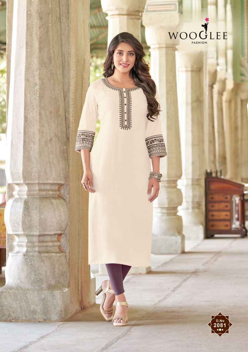Wooglee Barbella Vol 12 Rayon Kurti 6 pcs Catalogue