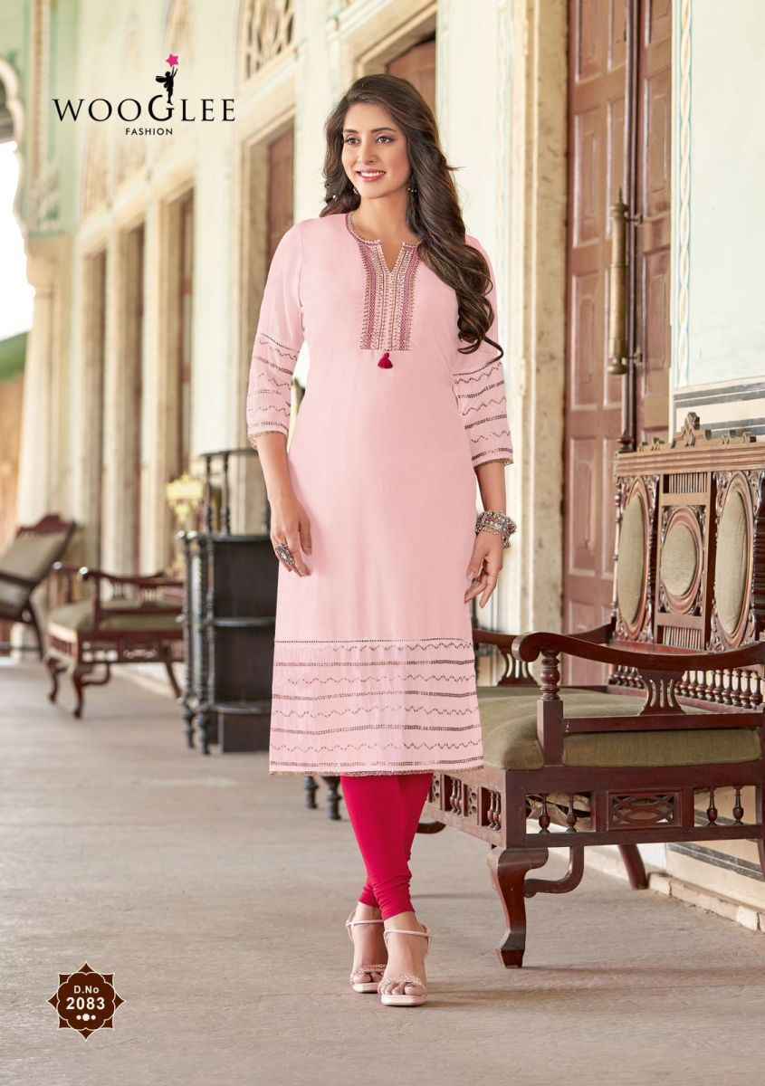 Wooglee Barbella Vol 12 Rayon Kurti 6 pcs Catalogue
