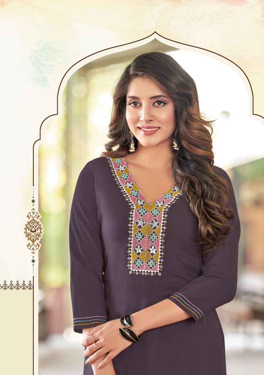 Wooglee Barbella Vol 12 Rayon Kurti 6 pcs Catalogue