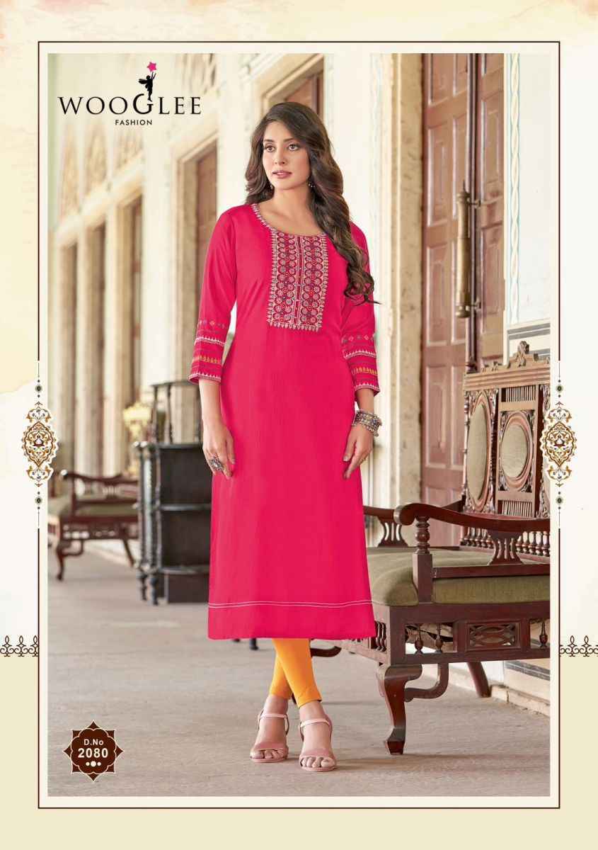 Wooglee Barbella Vol 12 Rayon Kurti 6 pcs Catalogue