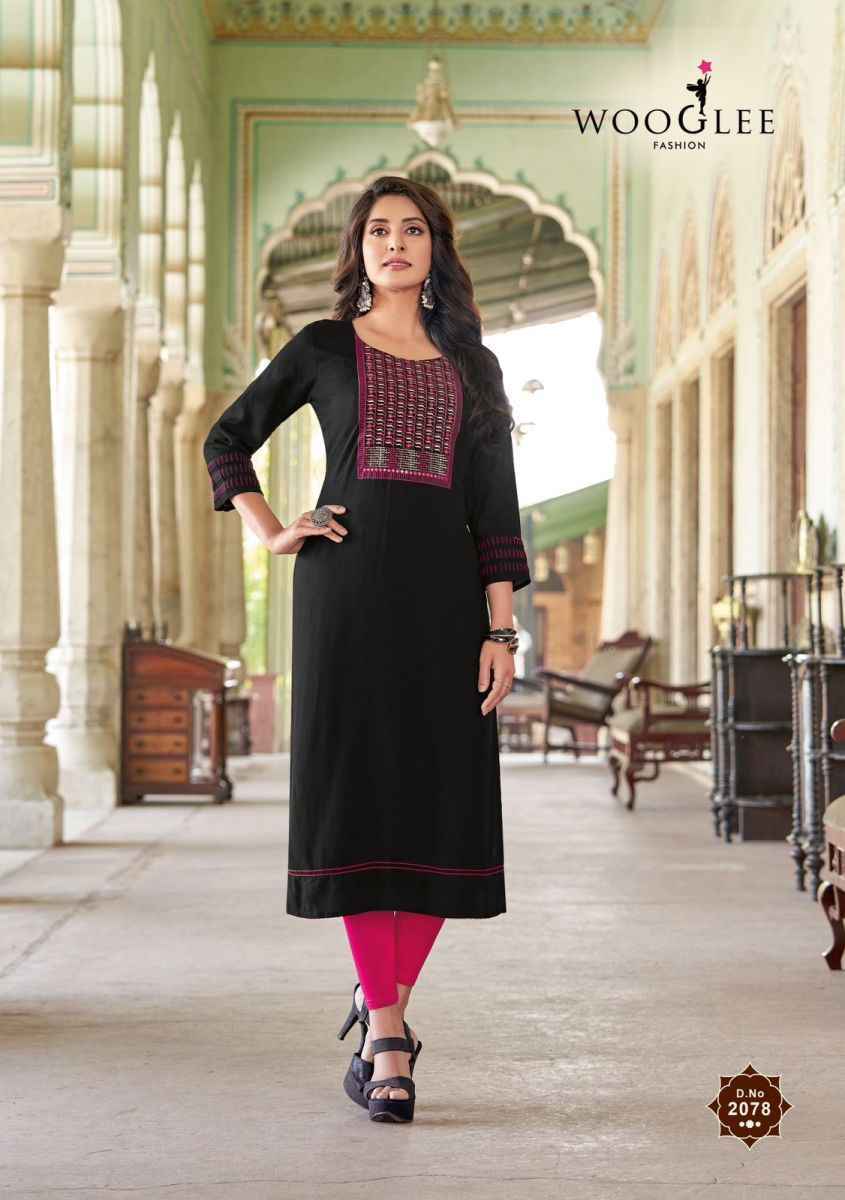 Wooglee Barbella Vol 12 Rayon Kurti 6 pcs Catalogue