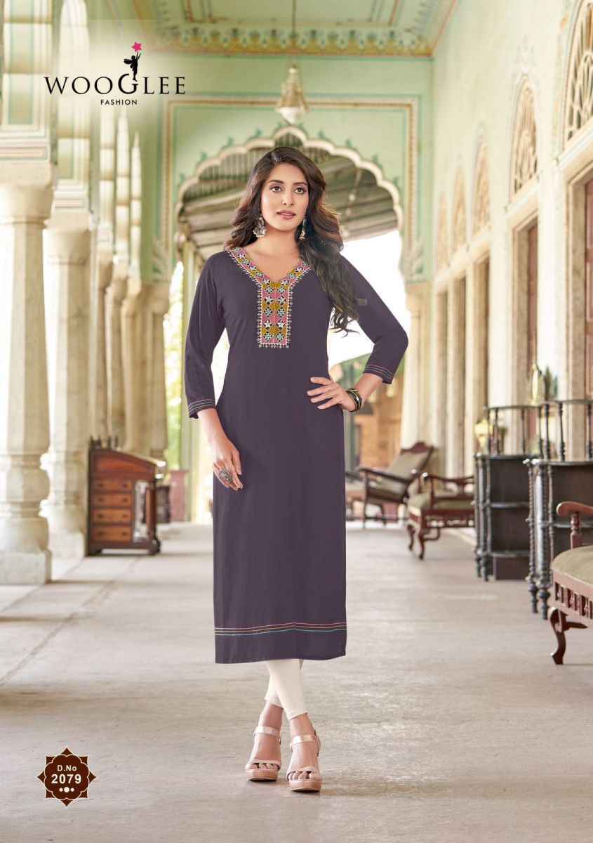 Wooglee Barbella Vol 12 Rayon Kurti 6 pcs Catalogue