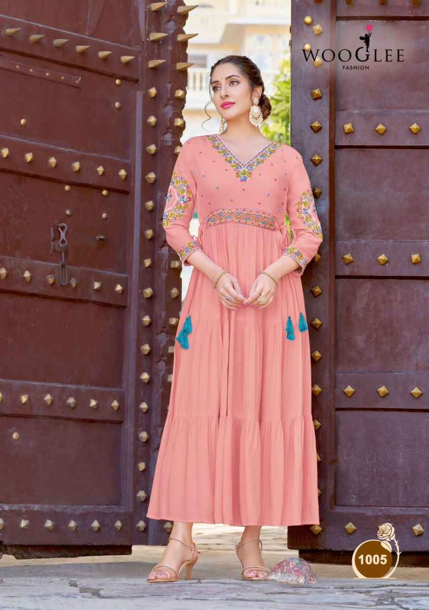 Wooglee Nirja Vol 2 Rayon Kurti 4 pcs Catalogue