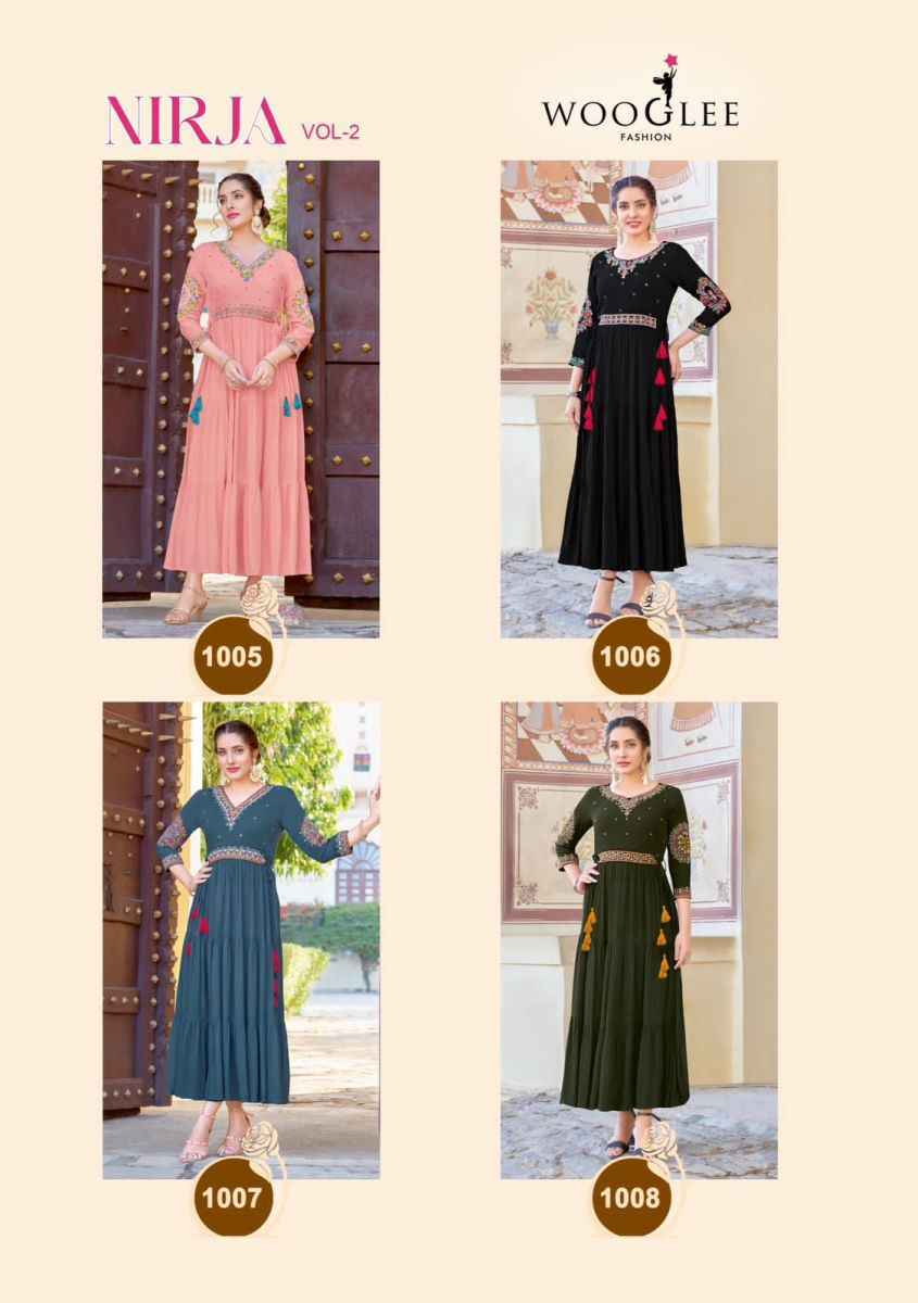 Wooglee Nirja Vol 2 Rayon Kurti 4 pcs Catalogue