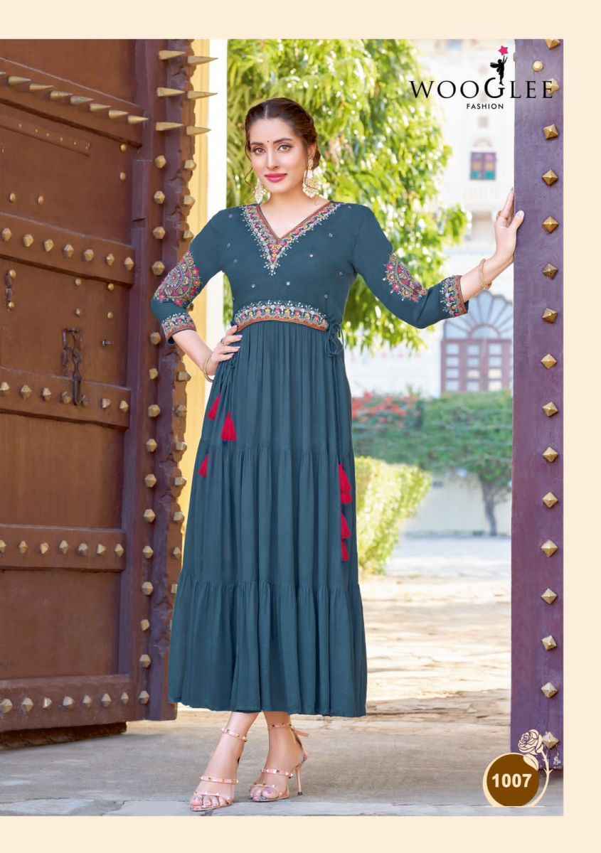 Wooglee Nirja Vol 2 Rayon Kurti 4 pcs Catalogue