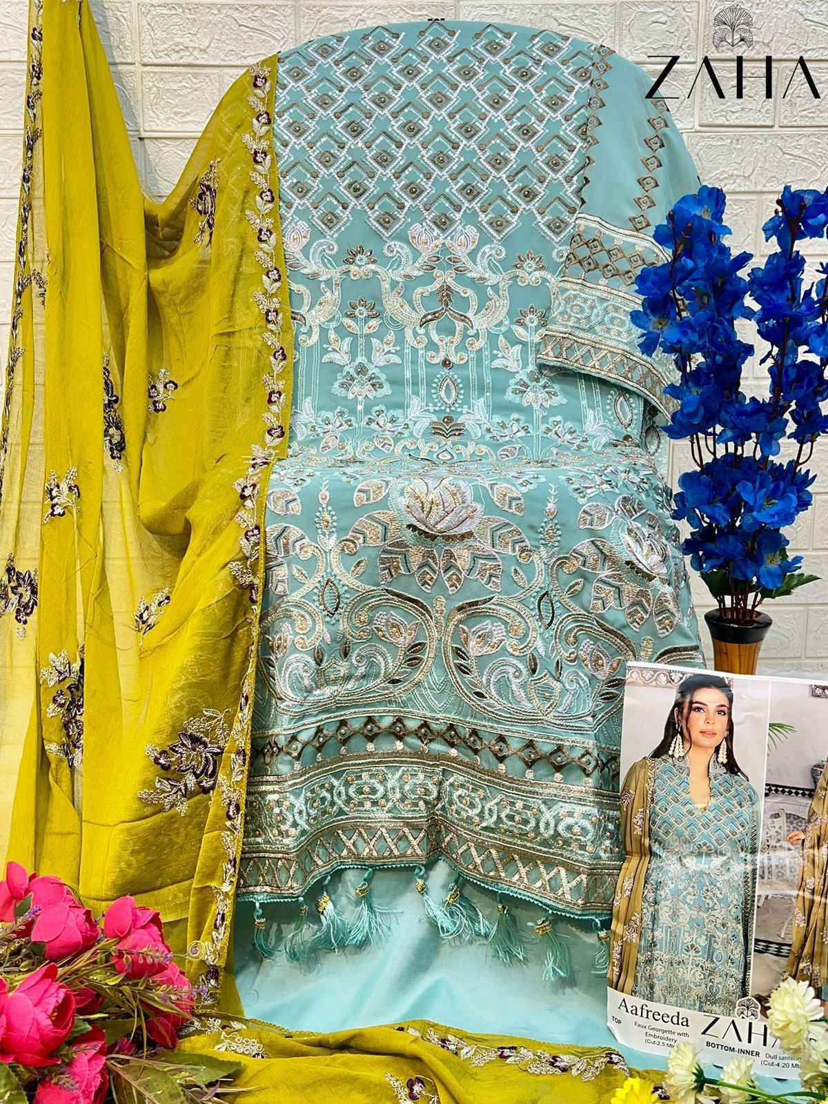 Zaha Aafreeda Vol-1 Faux Georgette Dress Material 3 pcs Catalogue