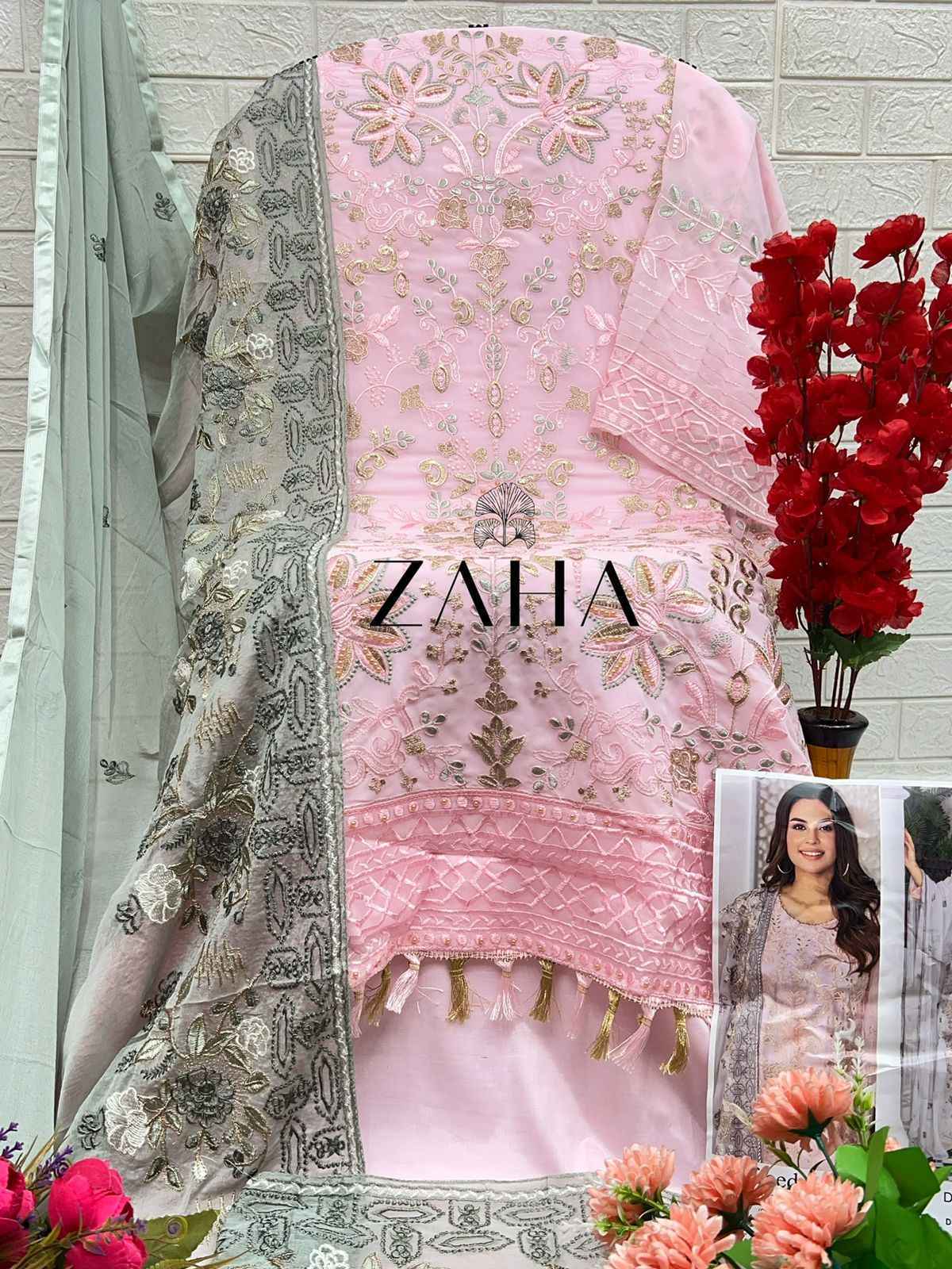 Zaha Aafreeda Vol-1 Faux Georgette Dress Material 3 pcs Catalogue