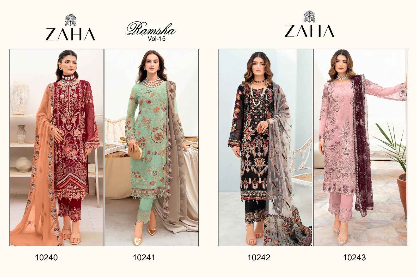 Zaha Ramsha Vol-15 Georgette Dress Material 4 pcs Catalogue