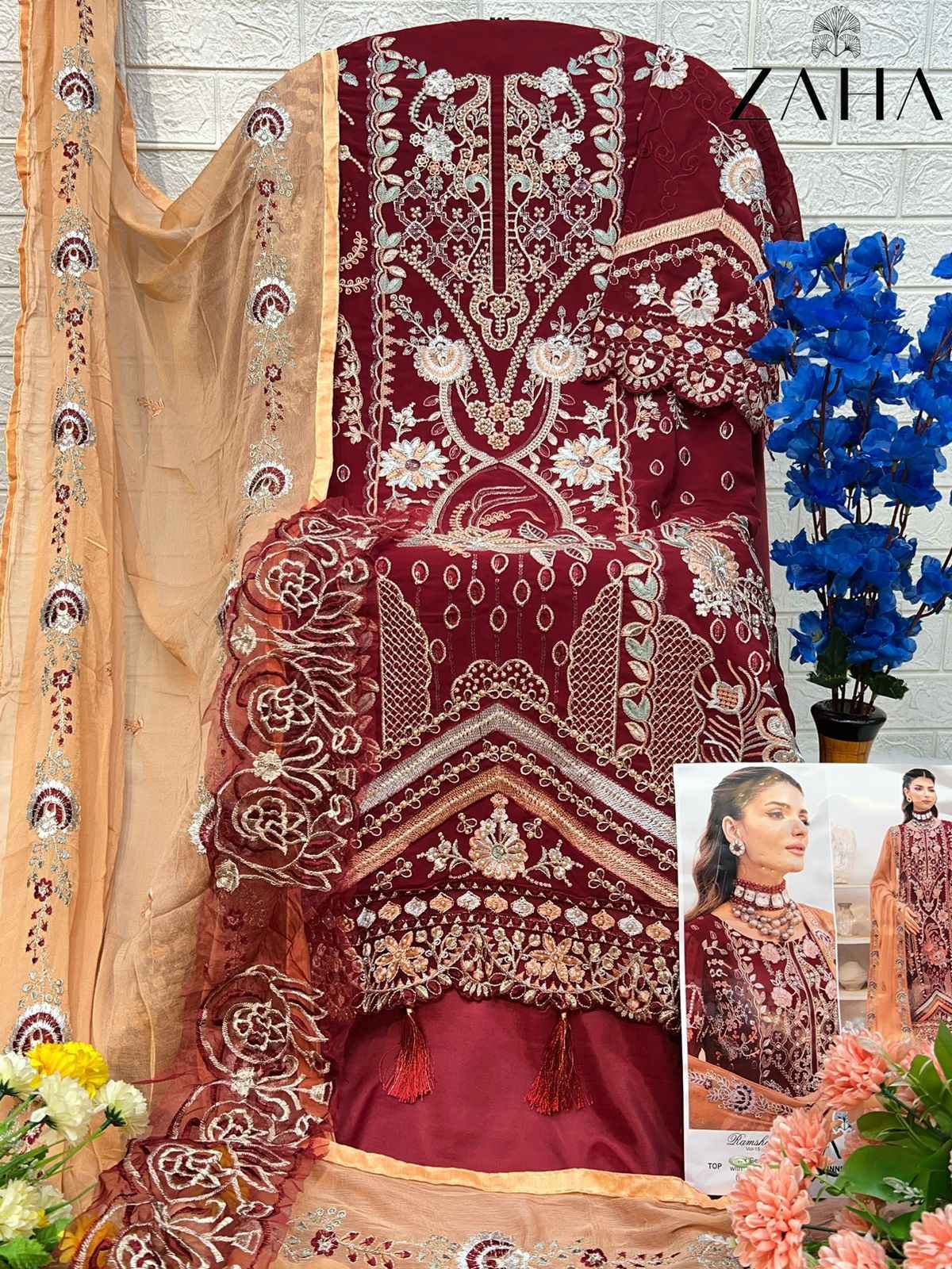 Zaha Ramsha Vol-15 Georgette Dress Material 4 pcs Catalogue
