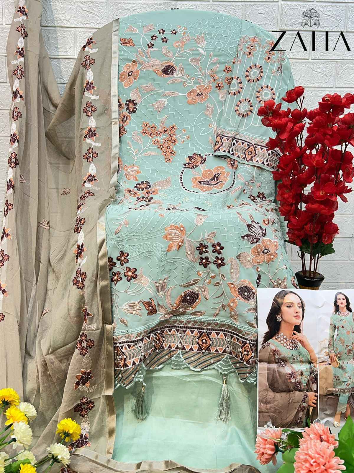 Zaha Ramsha Vol-15 Georgette Dress Material 4 pcs Catalogue