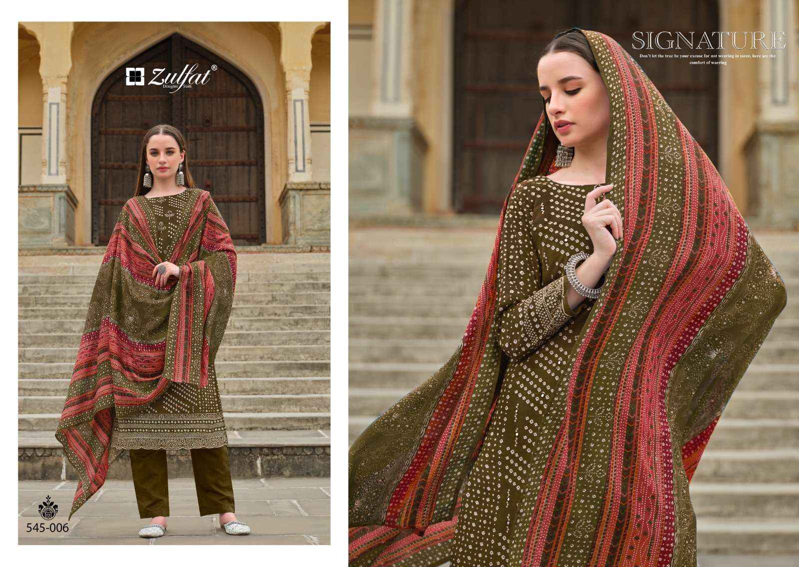 Zulfat Tania Cotton Dress Material 6 pcs Catalogue