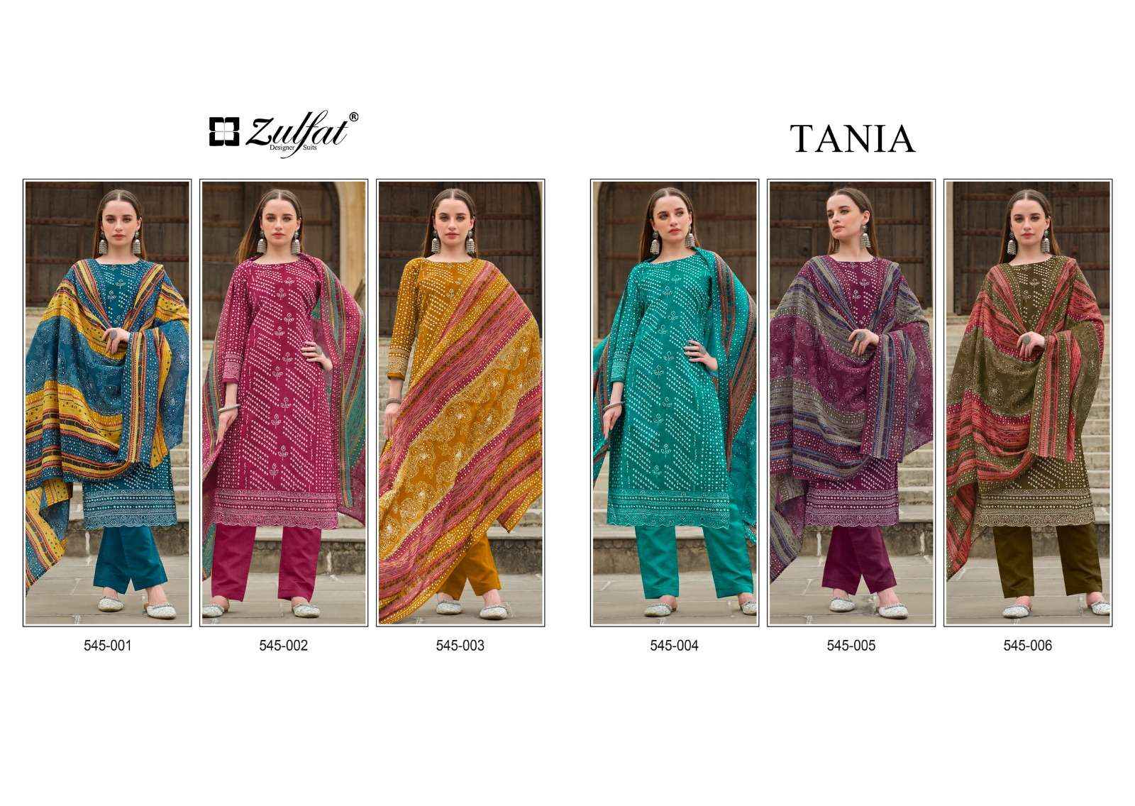 Zulfat Tania Cotton Dress Material 6 pcs Catalogue