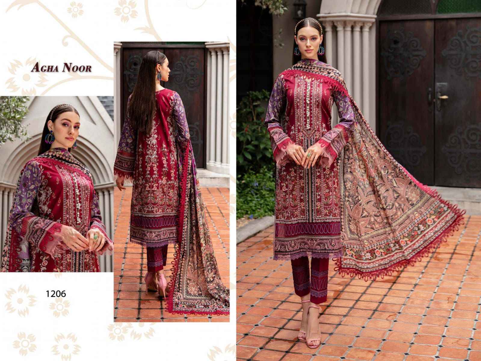 Agha Noor Luxury Lawn Collection Vol 12 Lawn Cotton Dress Material Cotton Suits For Womens