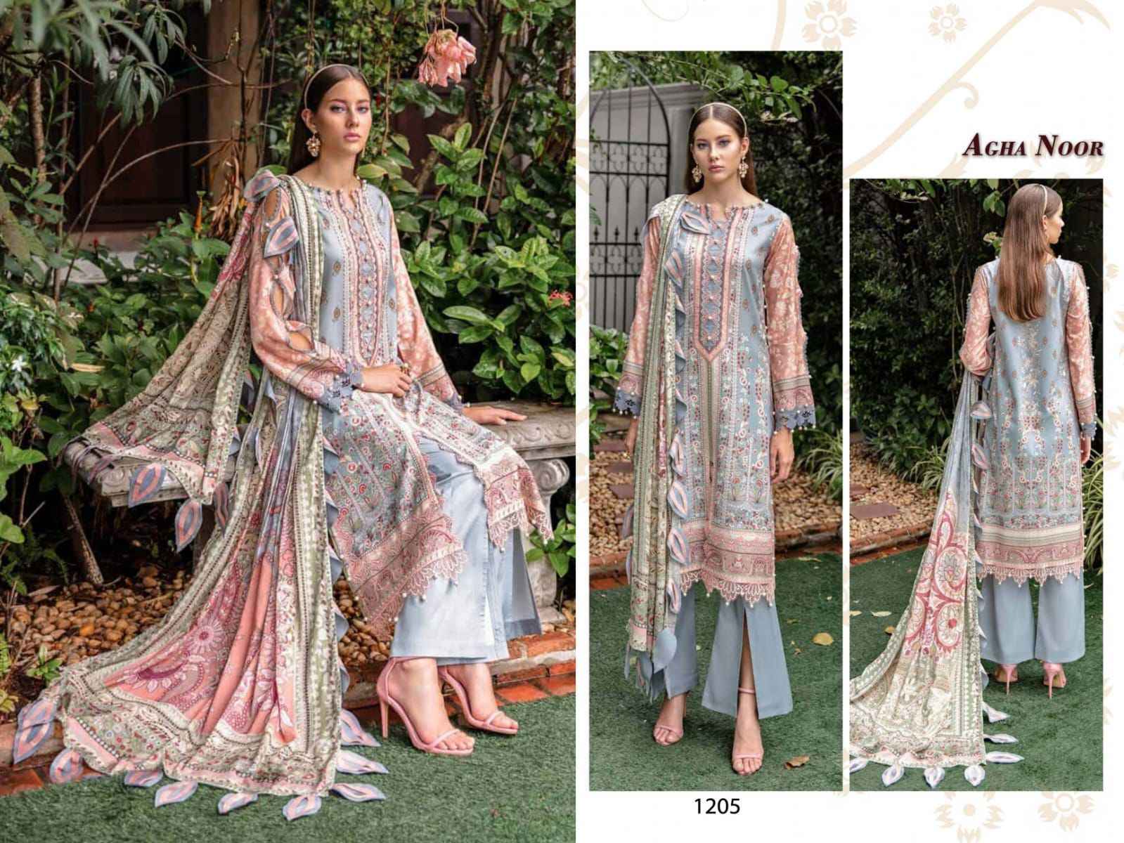 Agha Noor Luxury Lawn Collection Vol-12 Lawn Cotton Dress Material 6 pcs Cataloge