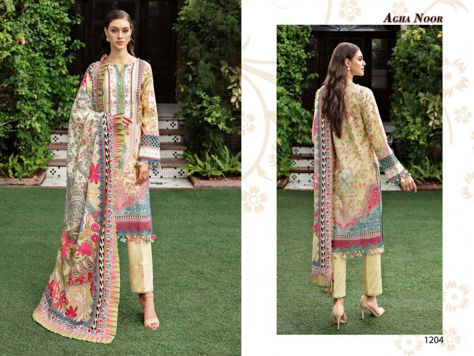 Agha Noor Luxury Lawn Collection Vol-12 Lawn Cotton Dress Material 6 pcs Cataloge