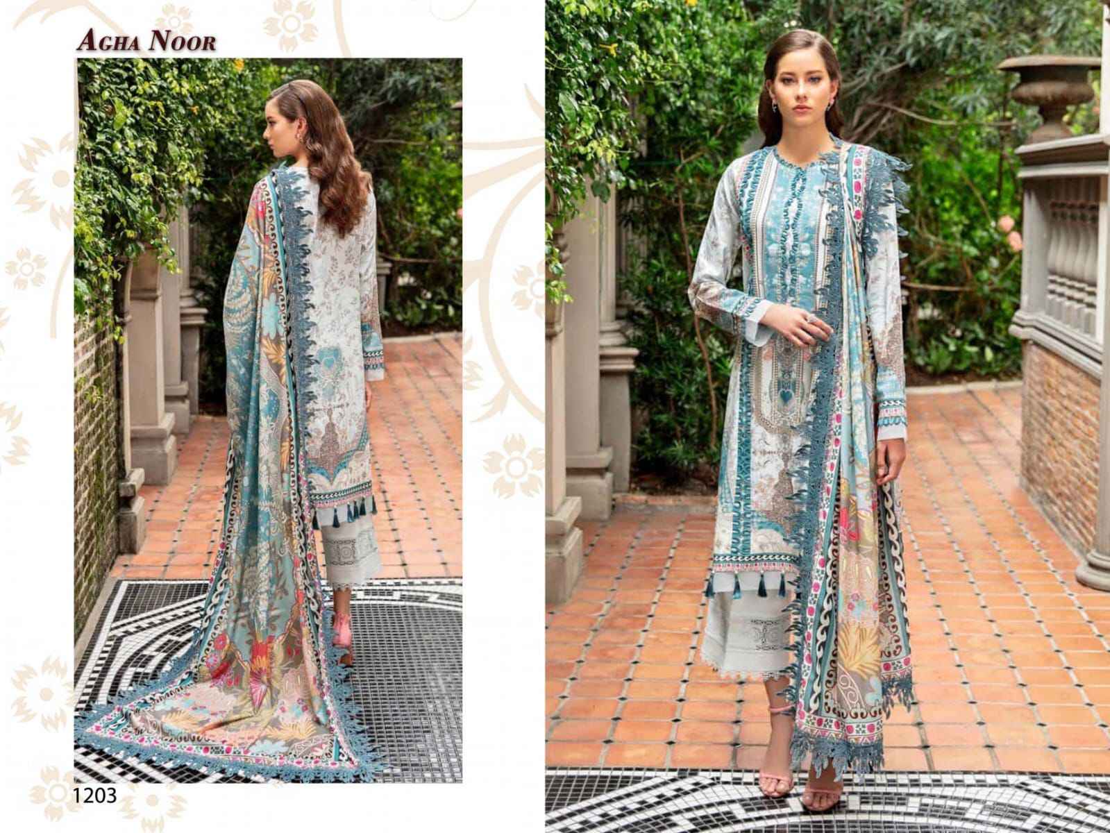 Agha Noor Luxury Lawn Collection Vol-12 Lawn Cotton Dress Material 6 pcs Cataloge