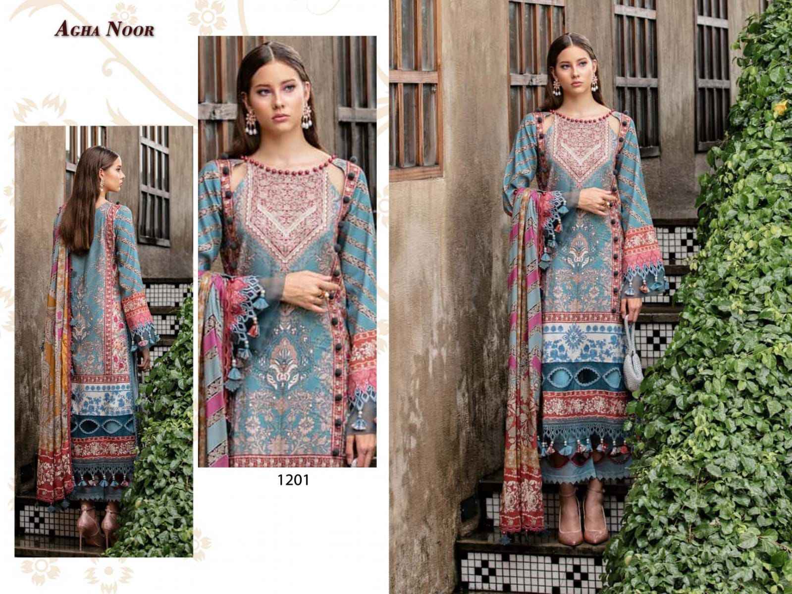 Agha Noor Luxury Lawn Collection Vol-12 Lawn Cotton Dress Material 6 pcs Cataloge