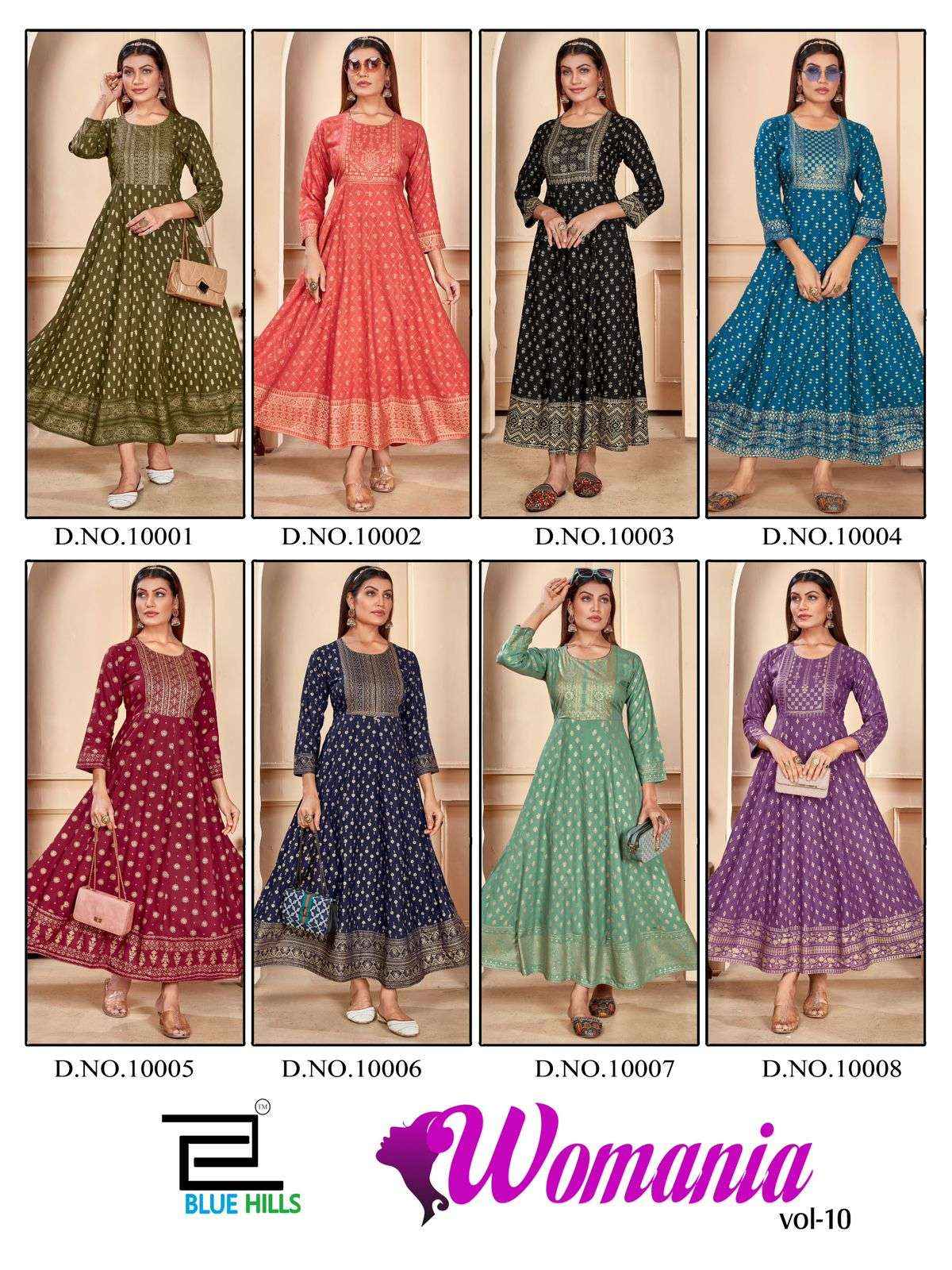 Blue Hills Womaniya Vol 10 Rayon Kurti 8 pcs Catalogue