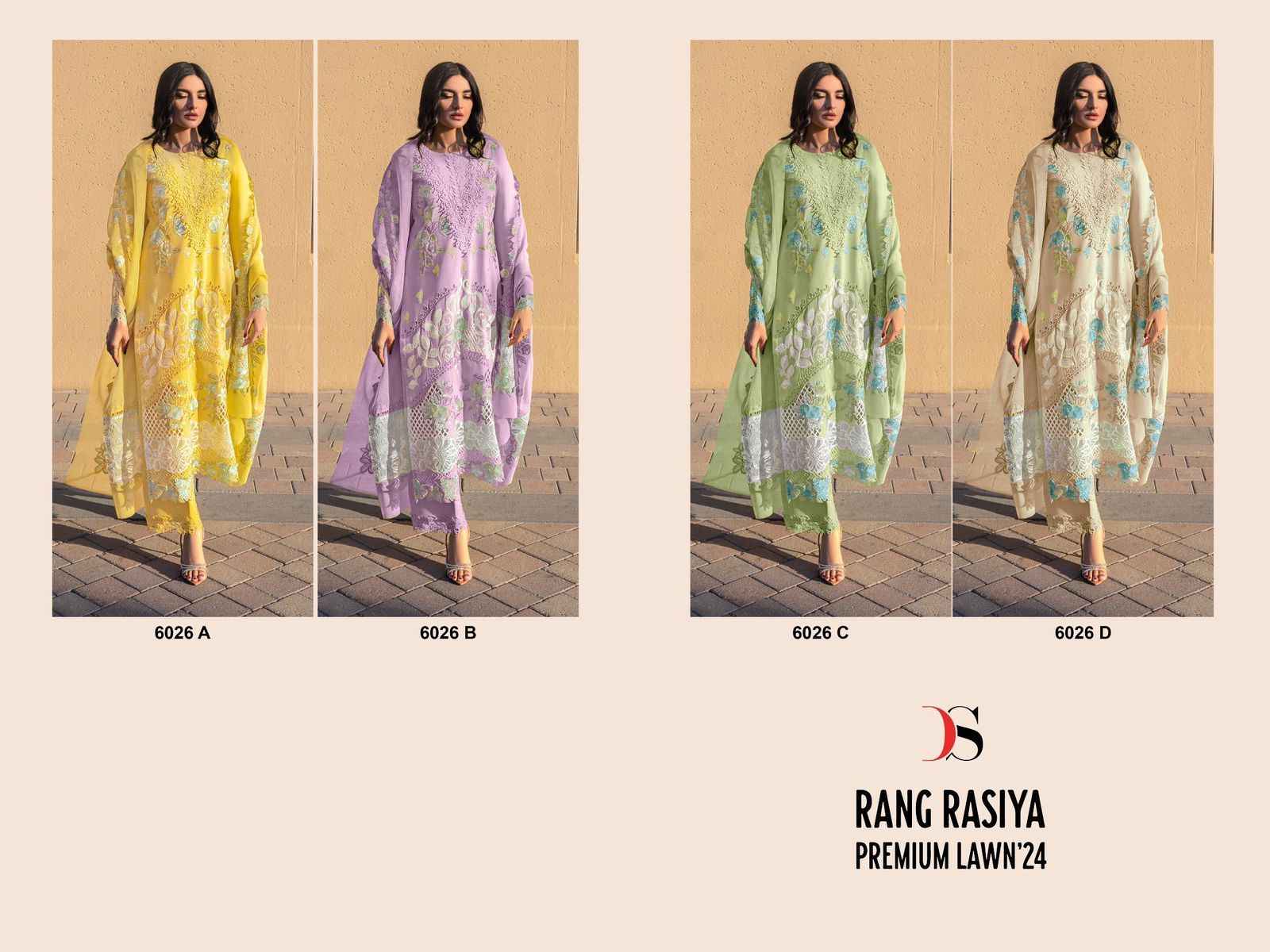 Deepsy Rang Rasiya Premium Lawn 24 Cotton Dress Material 4 pcs Cataloge